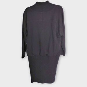 Le Crillon Womens Dress Sz 10 Large Black Wool Sweater Knit Blouson Vtg Bohochic